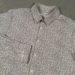 Mizzen Main Shirt Mens M Floral All Over Print Performance‎ Button Up Trim Fit